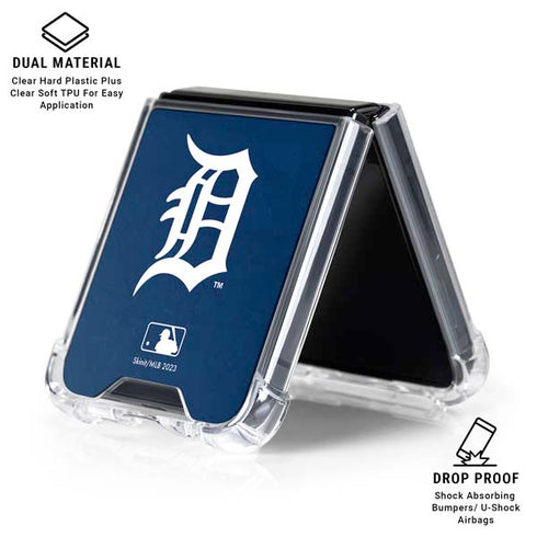 MLB Detroit Tigers - Solid Distressed Galaxy Z Flip6 Clear Case
